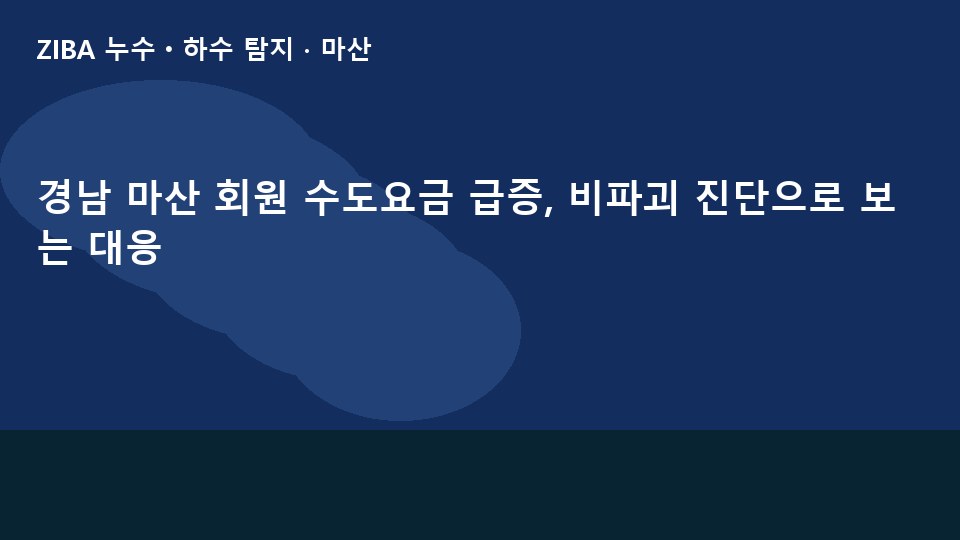 경남 마산 회원 수도요금 급증, 비파괴 진단으로 보는 대응
